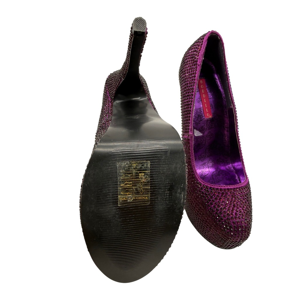 Bordello Teeze-06R Purple Rhinestone Platform Pumps Stiletto Heels Womens 7 - Picture 5 of 8